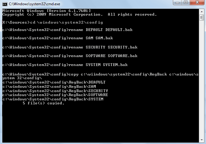 recuperar un registro de recuperación copiado