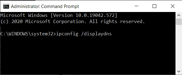 Escriba ipconfig displaydns