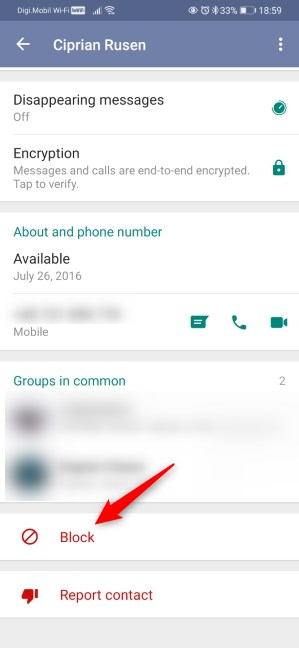 Bloquear a alguien en WhatsApp para Android