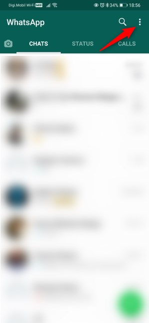 El botón Menú de WhatsApp para Android