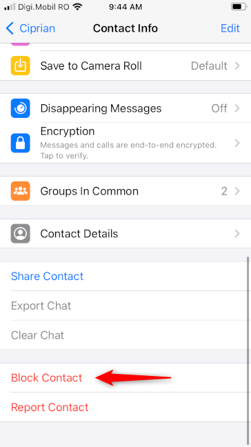 Bloquear a alguien en WhatsApp para iPhone
