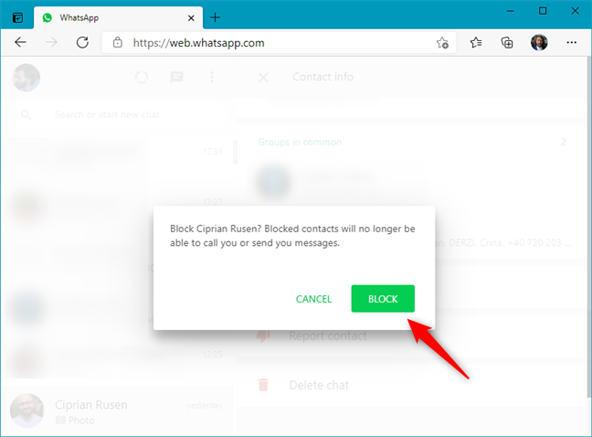 Confirmar el Bloqueo de WhatsApp