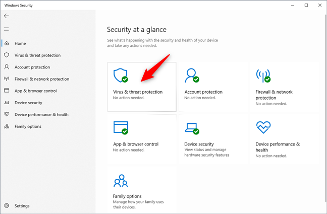 Virus y amp;  protección contra amenazas en Seguridad de Windows