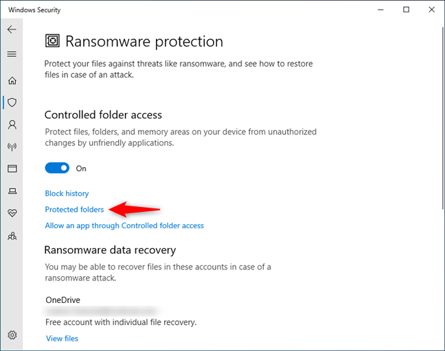 Carpetas protegidas de Windows 10