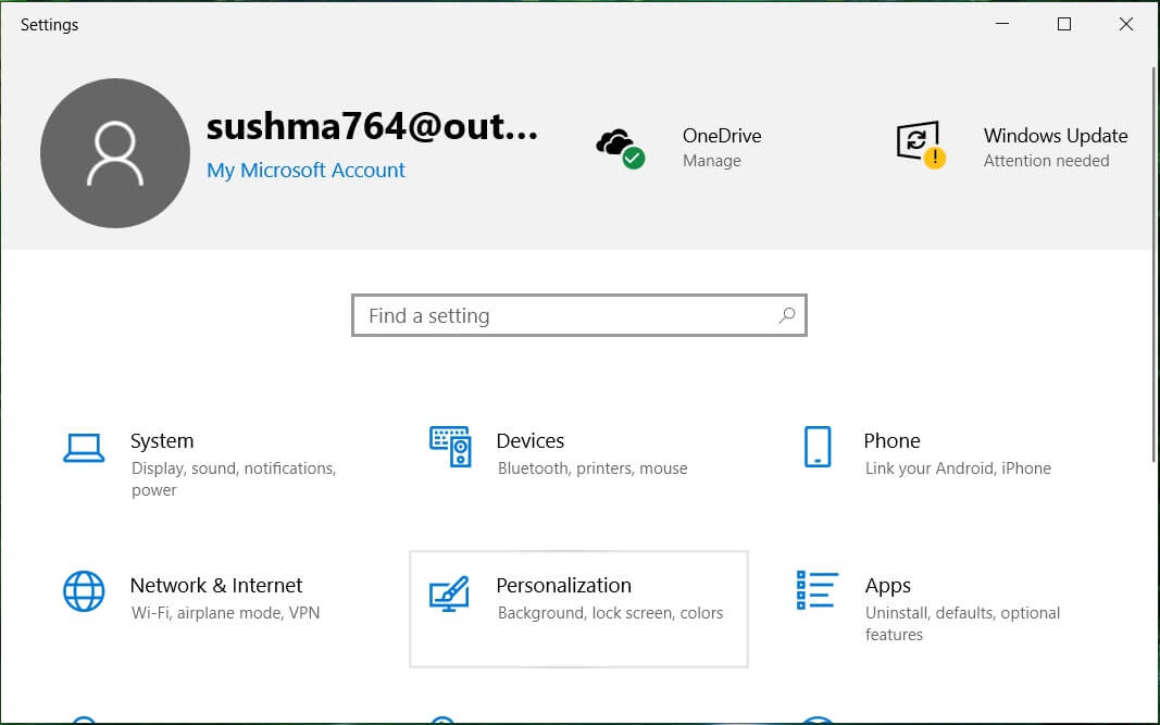 Abra la Configuración de la ventana y luego haga clic en Personalización |  Cambiar la configuración del tiempo de espera de la pantalla de bloqueo en Windows 10