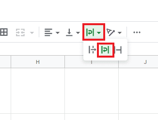 Envolviendo su texto desde la barra de herramientas de Hojas de cálculo de Google