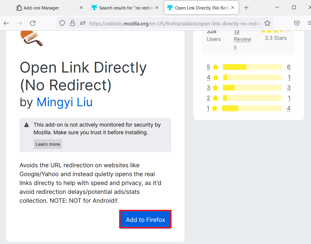 haga clic en Agregar a Firefox.  ¿Qué es el redireccionador de errores de dirección del navegador?