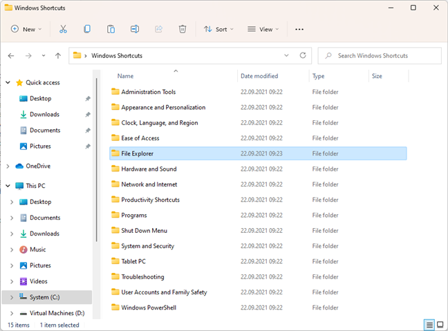 Colección de accesos directos de escritorio de Windows