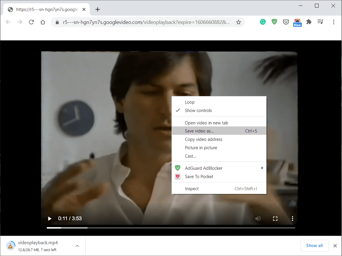 Descargue directamente el video incrustado desde el sitio web