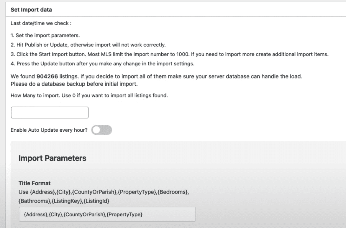 Configuración del complemento de importación MLS