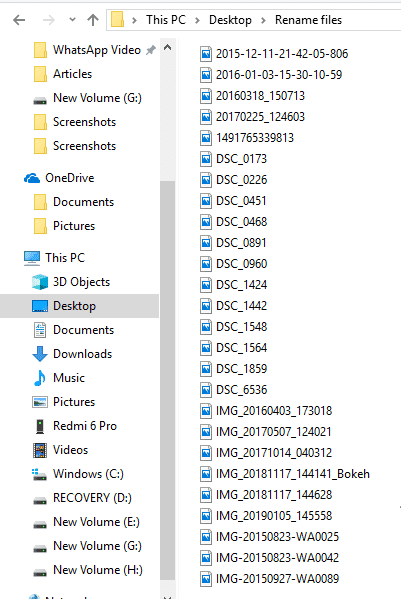 Abra la carpeta cuyos archivos desea cambiar de nombre