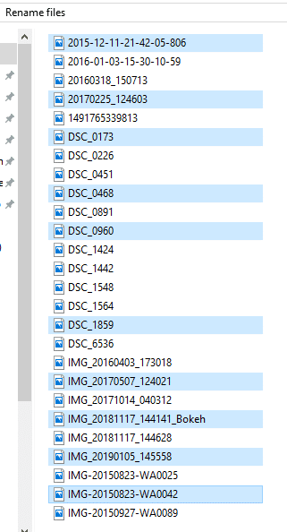 Seleccione los otros archivos que desea cambiar de nombre