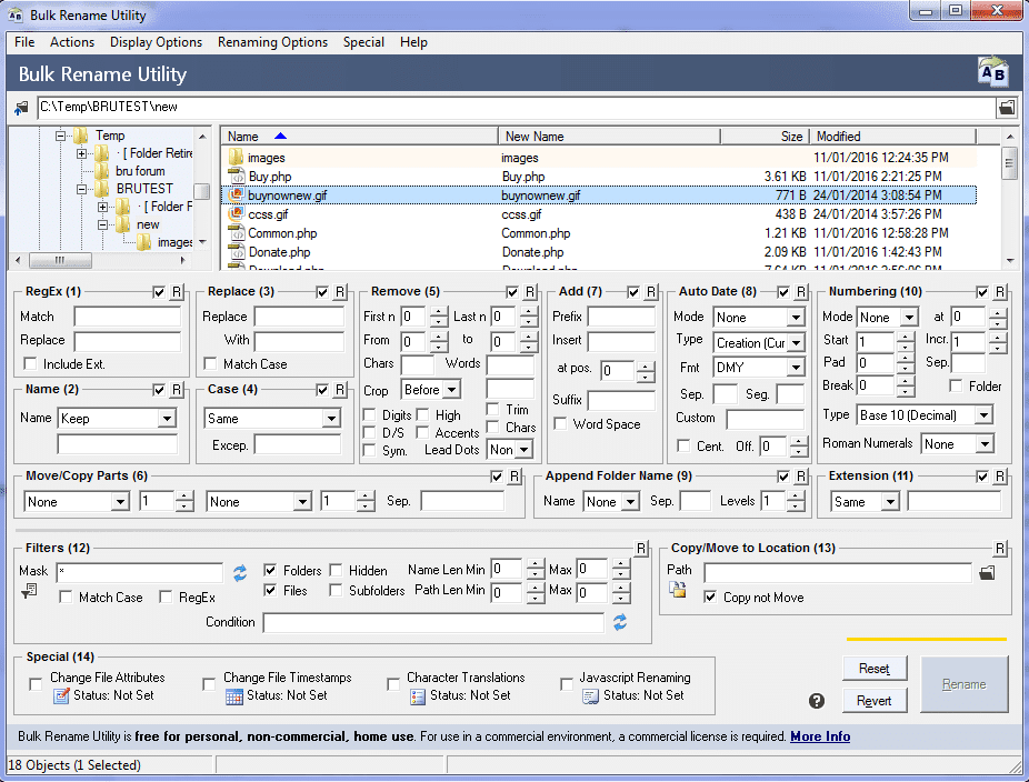 Uso de la aplicación Bulk Rename Utility