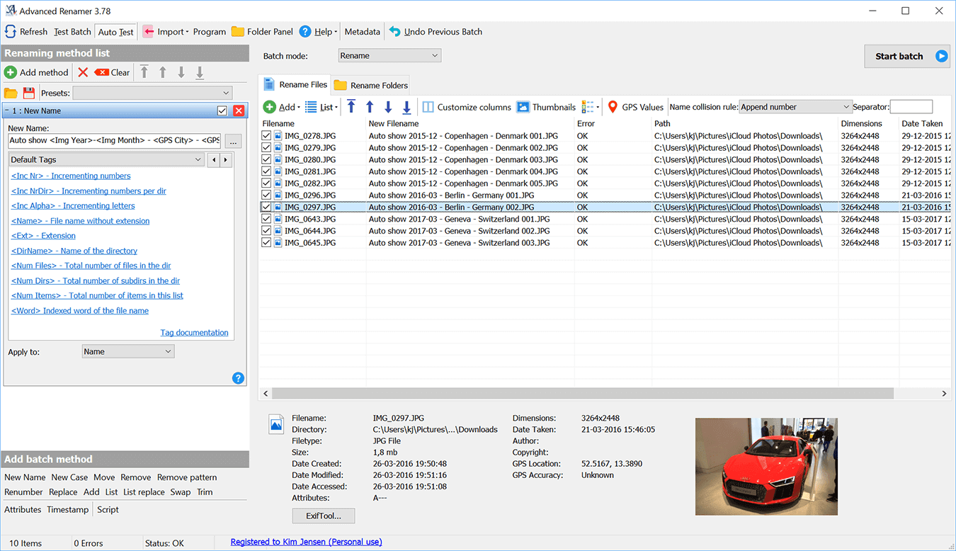 Cambie el nombre de varios archivos de forma masiva con AdvancedRenamer