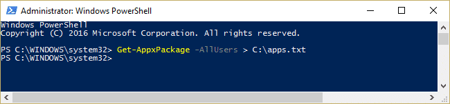 Generar la lista de todas las aplicaciones en Windows