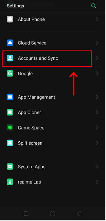 vaya a la aplicación Configuración y navegue a Cuentas.