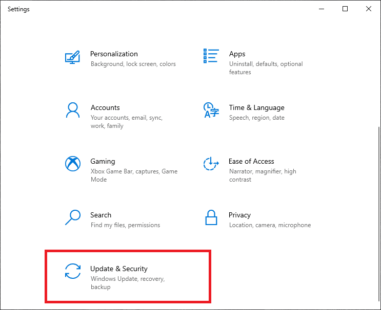 Dirígete a Actualización y seguridad