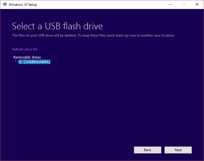 seleccione la unidad flash usb | Arreglar ningún error de dispositivo de arranque en Windows 10