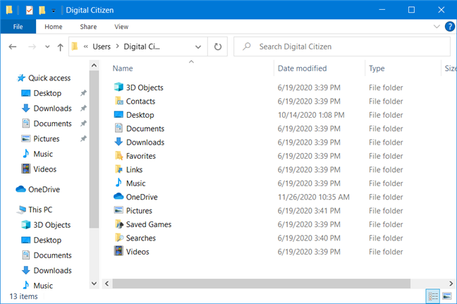 Carpetas de usuario en Windows 10
