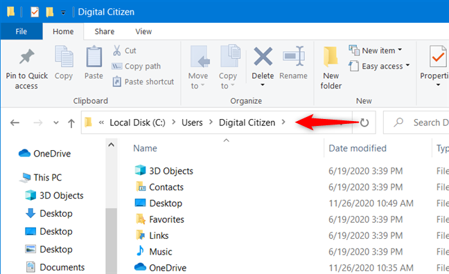 Una carpeta de cuenta de usuario de Windows 10