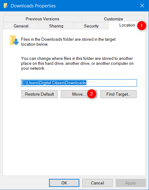 Cómo cambiar la ubicación de la carpeta Descargas en Windows 10