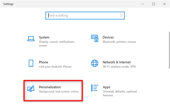 Kliknij lub dotknij Personalizacja