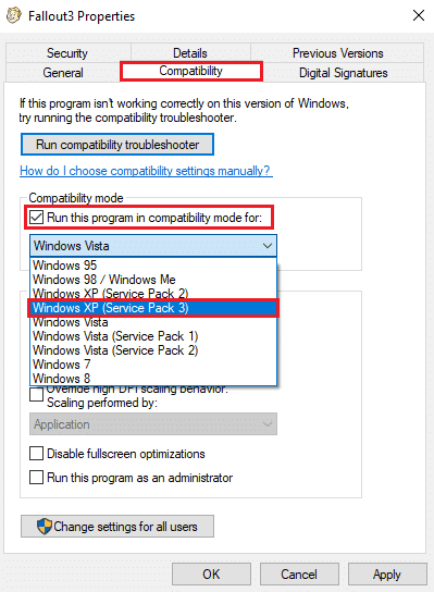 Seleccione Windows XP (Paquete de servicio 3)