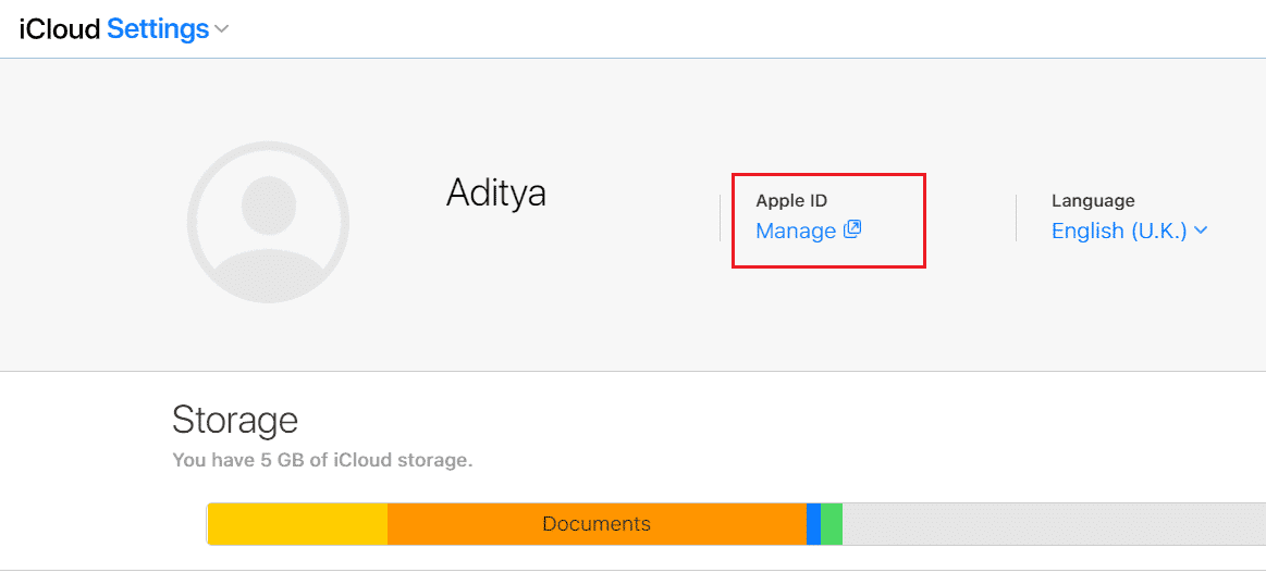 Toque Administrar en ID de Apple