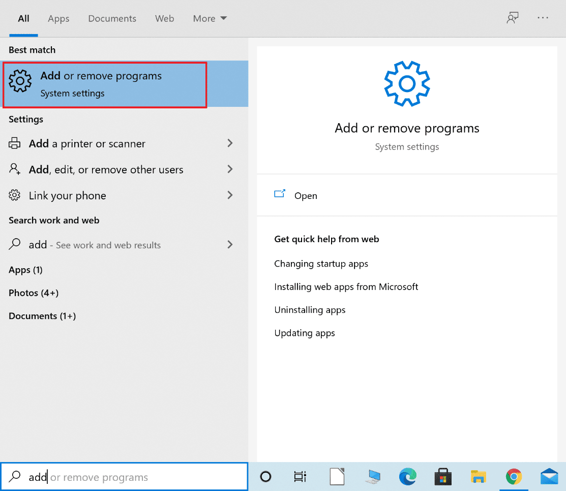 iniciar agregar o quitar programas de la búsqueda de Windows |  Corrección: Avast Behavior Shield sigue apagándose