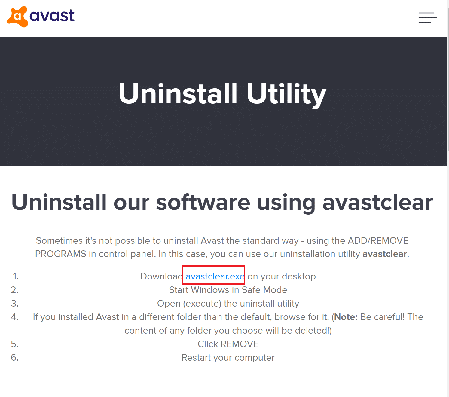 descargar la utilidad de desinstalación de avast |  Corrección: Avast Behavior Shield sigue apagándose