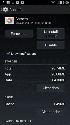 Toque el botón Forzar parada |  Solucionar error de cámara fallida en Samsung Galaxy