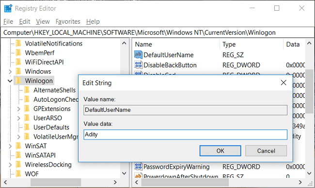 en el que desea iniciar sesión automáticamente al iniciar