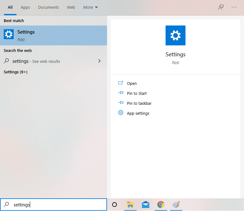 abra la configuración en su computadora. Para esto, presione la tecla de Windows + I o escriba configuración en la barra de búsqueda.