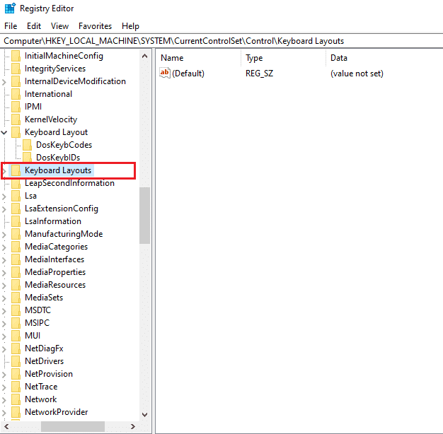 Desplácese hacia abajo y abra la carpeta de diseño de teclado | Arreglar el botón de inicio de Windows 10 que no funciona