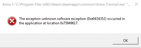 Solucionar excepción de software desconocido (0xe0434352)