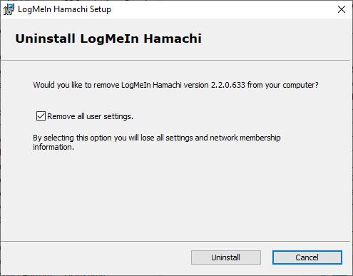 Ahora, confirme el aviso haciendo clic en Desinstalar | Cómo solucionar el problema del túnel de Hamachi en Windows 10