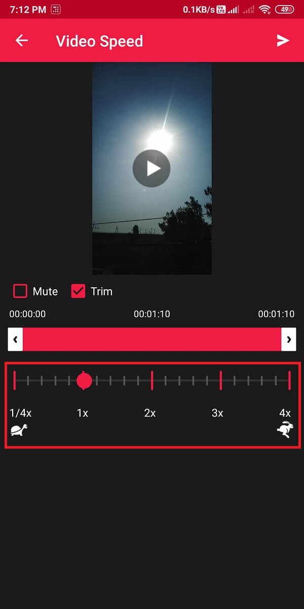 Ahora, configure la velocidad usando el control deslizante en la parte inferior.