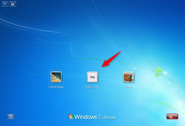 Lista de usuarios de Windows 7 que se muestra en la pantalla de inicio de sesión