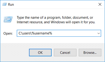Abra la carpeta de usuario usando %username%