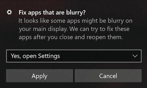 Repara las aplicaciones que aparecen borrosas en Windows 10