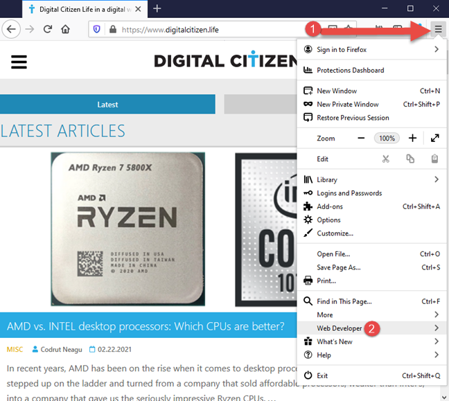 Accede a las herramientas de desarrollo web en Firefox