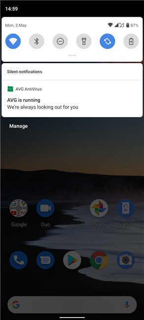AVG muestra una notificación persistente en Android