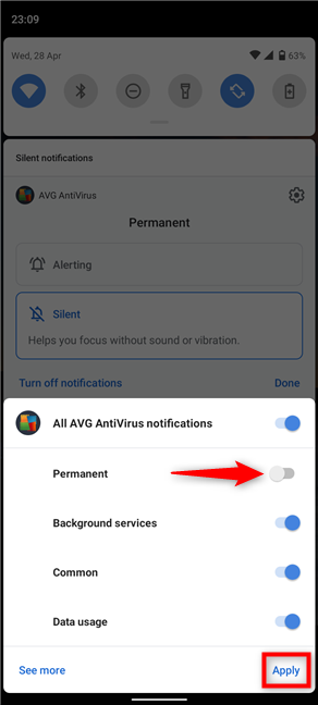 Cómo deshacerse de la notificación permanente de AVG en Android