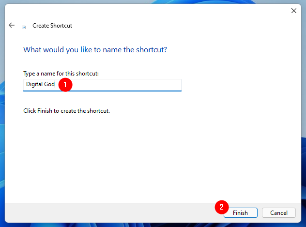 Elija un nombre para la carpeta Modo Dios