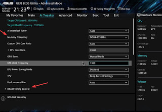 Overclocking de RAM UEFI pantalla de overclocking