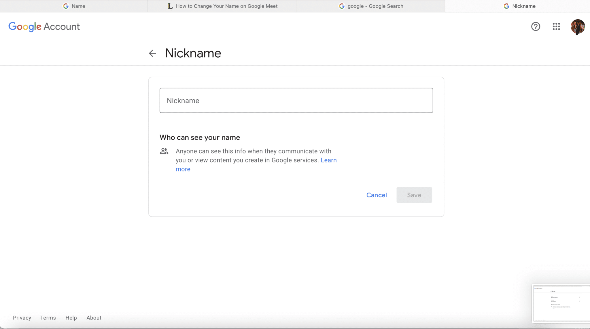 Escriba un apodo que le gustaría agregar y presione Guardar