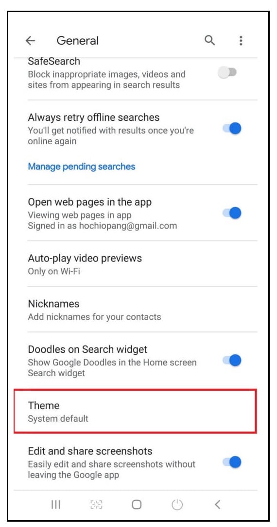 1Desplácese hacia abajo y busque la configuración titulada 