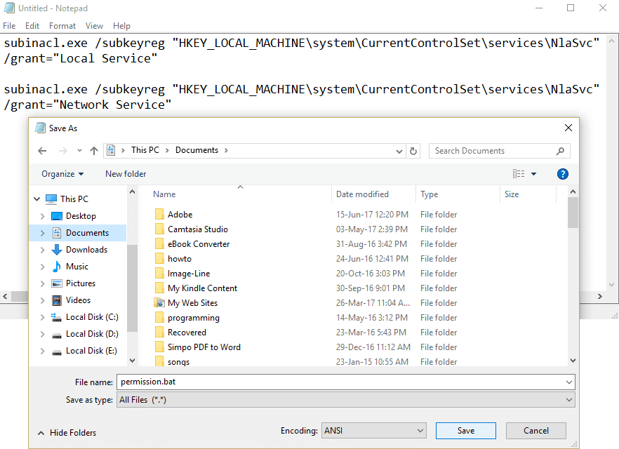 Otorgue acceso a las cuentas de servicio local y de red a todas las subclaves del registro