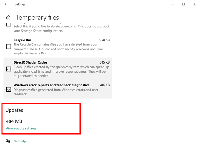 Windows 10 actualiza los detalles de almacenamiento