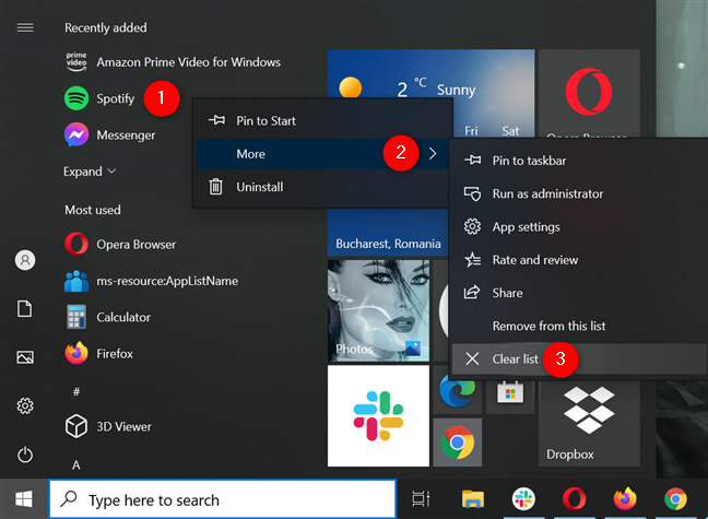 Borre la lista Agregados recientemente en el menú Inicio de Windows 10 Todas las aplicaciones